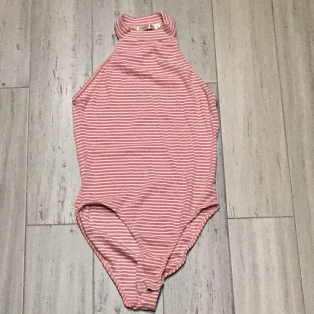 Pink/white  stripped bodysuit